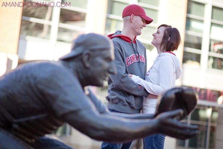 After shooting at Ault Park, we headed to the Reds Stadium for a few more fun photos, as they're both huge Reds fans.